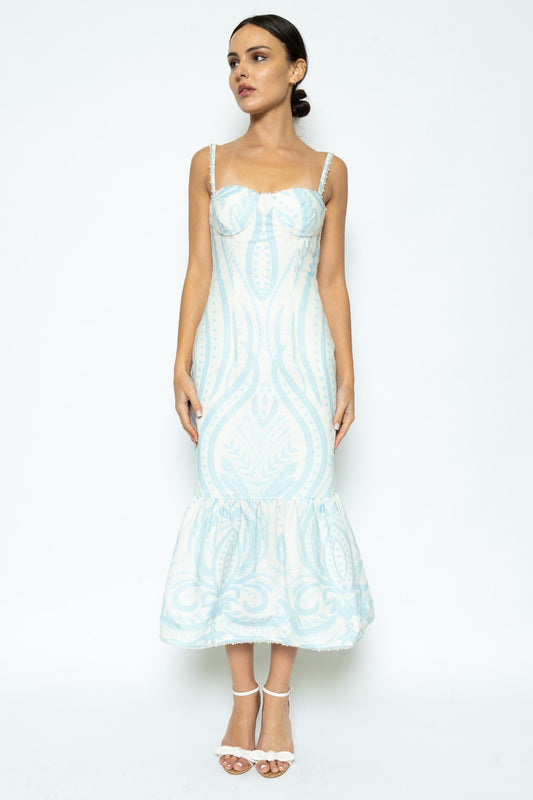 DRESS IVORY/BLUE