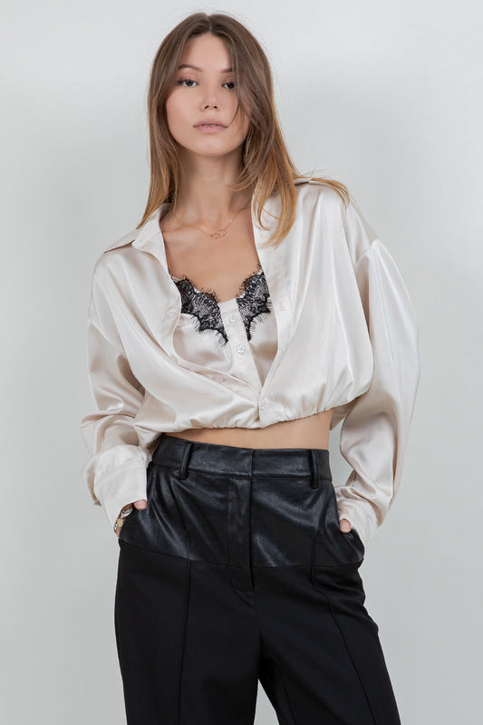 TOP SATIN CHAMPAGNE
